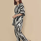 Breathables Women’S Loungewear Kaftan Cotton Black & White Abstract Print Co-Ord Set
