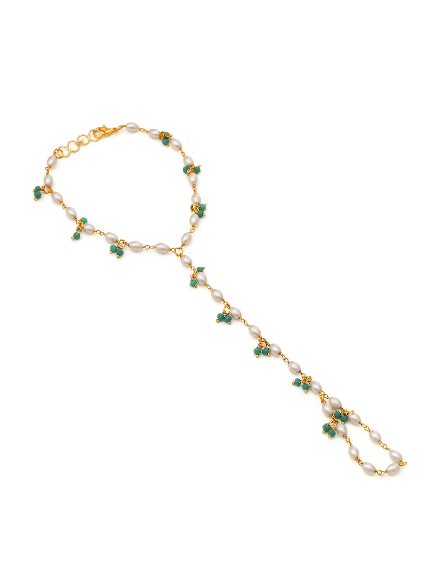 Ruby Raang Multi Pearl & Stone Haath Phool | Swadesiicart