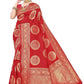 Vamika Latest Banarasi Jacquard Weaving Red Saree | Swadesiicart