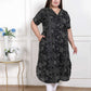 Miravan Women's Plus Size Pure Cotton Black Floral Printed Front Button A-Line Kurta - Swadesiicart