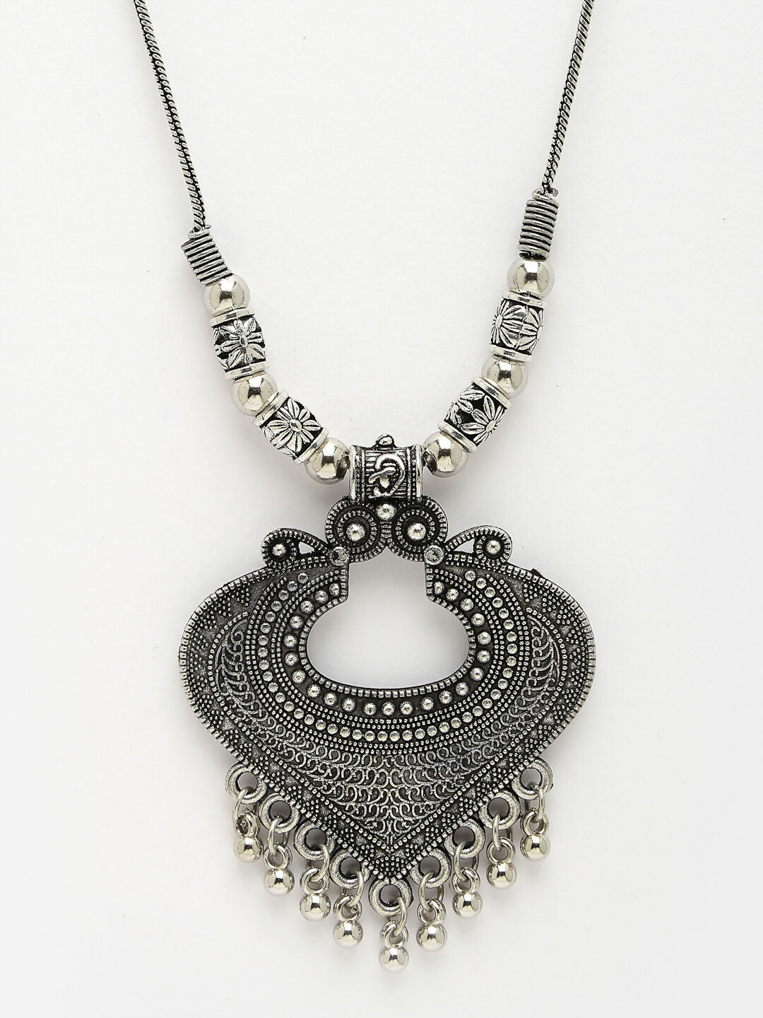 NVR Women's Silver-Toned German Silver Oxidised Pendant with Chain | Swadesiicart