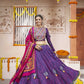 Blue Rayon All over Print with Embroidery Patch Work Navratri Lehenga Choli with Dupatta - Raas