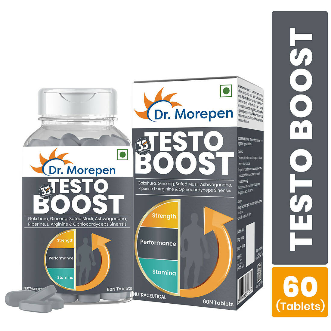 Dr. Morepen Testo Boost For Men | Increases Energy Stamina & Muscle Growth - Swadesiicart
