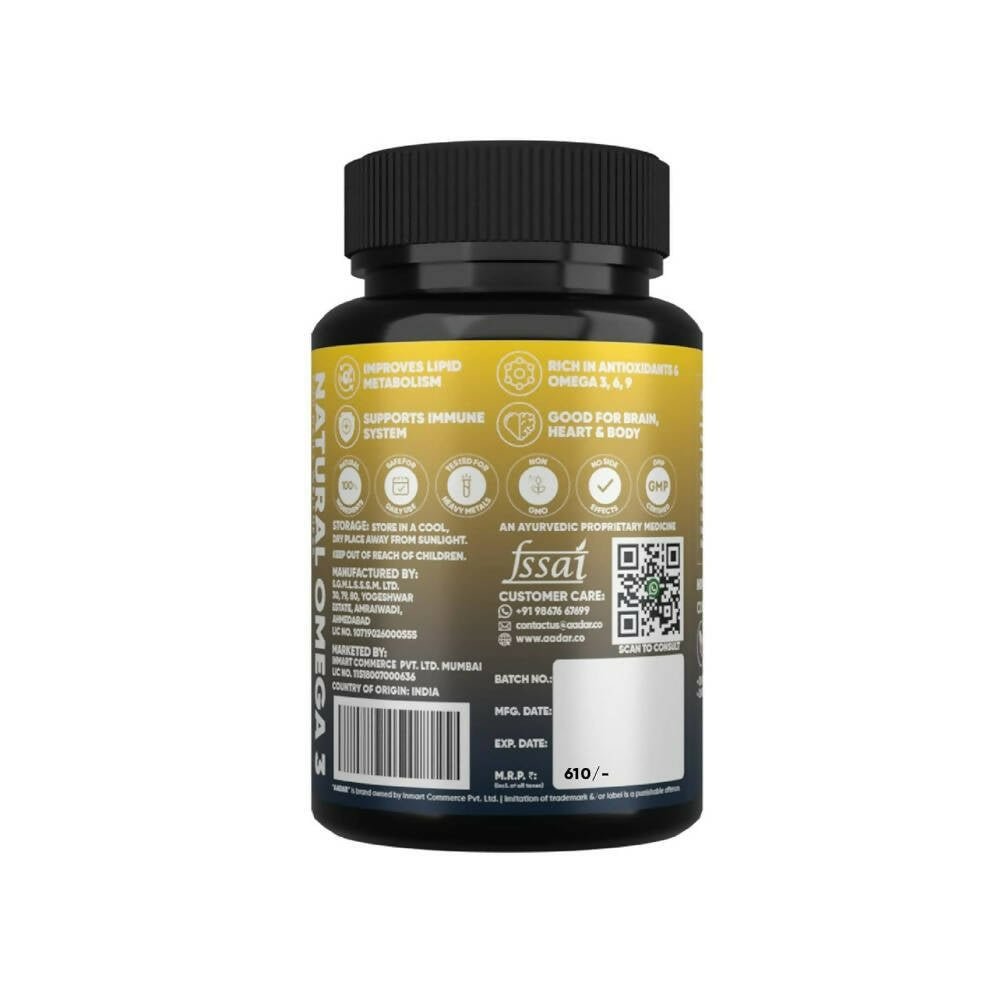 Aadar Natural Omega 3 Flax Seed Capsules | Swadesiicart