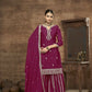 Anaita Wine Chinon Silk Embroidered Stitched Sharara Suit