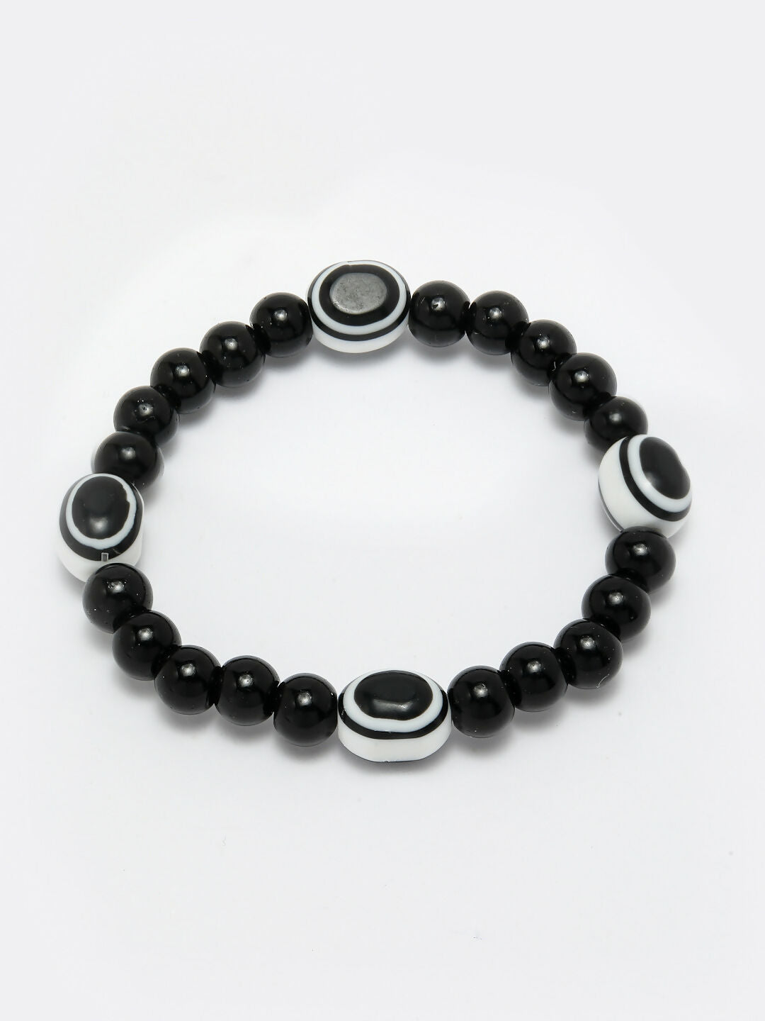 NVR Women & Men Black Evil Eye Elasticated Rakhi With Roli Chawal - Swadesiicart