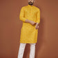 Anaita Yellow Embroidered Cotton Straight Kurta