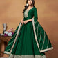Anaita Green Embroidered Art Silk Anarkali Suit