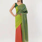 Exclusive Collection Beautiful Khadi Cotton Olive Green Orange Handloom Saree - Swadesiicart