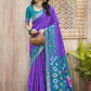 Shree Shyam Fashion Pochampalli Silk Violet Saree