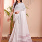 Shree Shyam Fashion The White Loom White Linen Cotton Saree