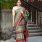 Beatitude Multicolor Cotton Stripes Golden Zari Saree