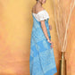 Very Much Indian Handblock Printed Cotton Saree With Natural Dyes - Sky Blue | Swadesiicart