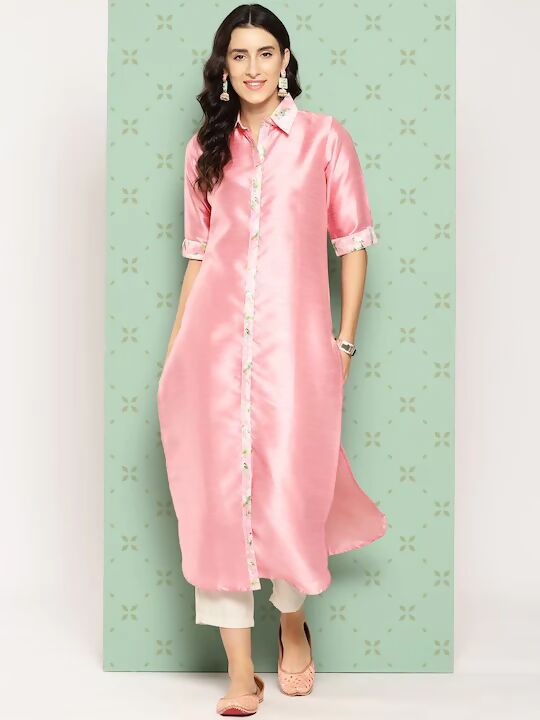Ahalyaa Women's Traditional wear Kurta - Pink | Swadesiicart