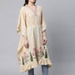 Ahalyaa Women Beige Pure Cotton Floral Printed Kaftan Kurta | Swadesiicart