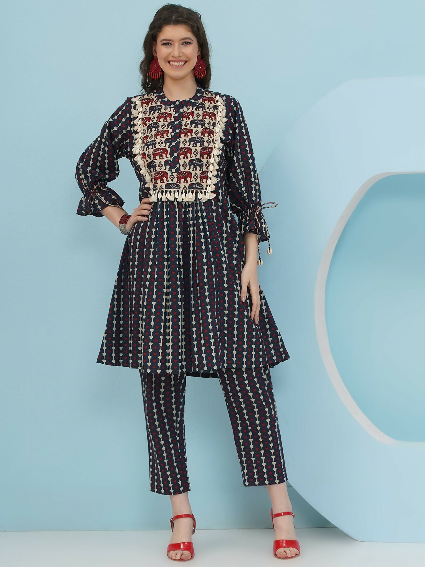 Joban Fashion Blue Printed Co Ord Set - Swadesiicart