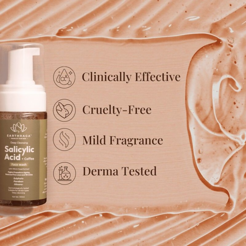 Earthraga Deep Cleansing Salicylic Acid And Coffee Foaming Face Wash | Swadesiicart