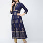 Aniyah Rayon Block Printed Anarkali Blue Kurta (AN-116K)