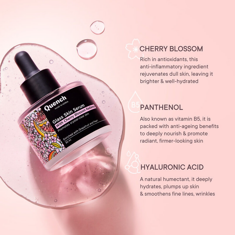 Quench Glass Skin Serum With Cherry Blossom Radiance | Swadesiicart