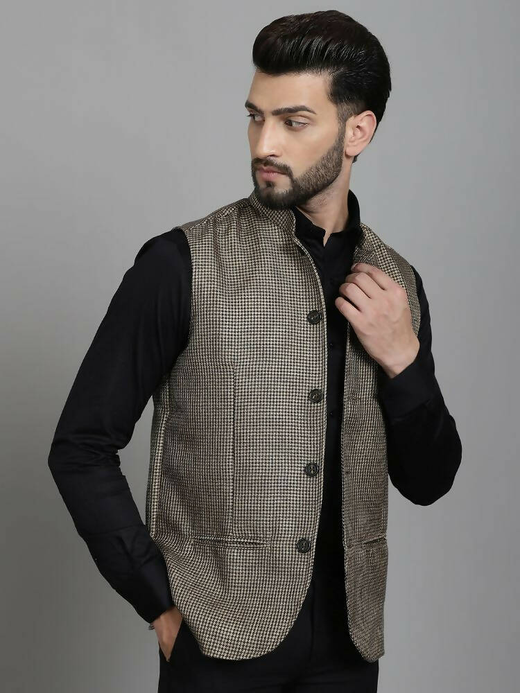 Even Apparels Nehru Jacket With Welt Pockets - Beige | Swadesiicart
