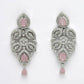 NVR Women's silver plated & Pink CZ stone handcrafted jewellery set - Swadesiicart