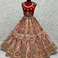 Jyoti Fashion Women's Red Velvet Dori, Multi Thread Embroidered with Diamond Work Wedding Lehenga Choli | Swadesiicart