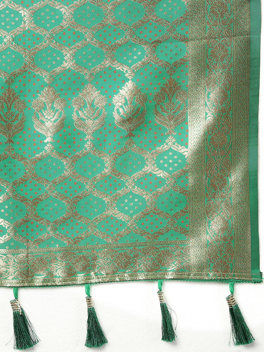 Lorenvalley Fashion Wine & Green Patola Silk Woven Design Meenakari Weaving Saree - Swadesiicart