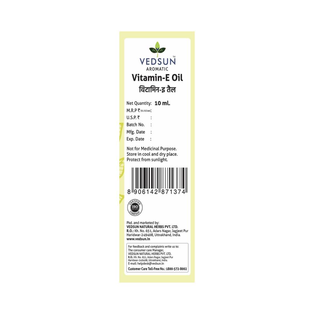 Vedsun Naturals Vitamin E Oil Pure & Organic for Skin - Swadesiicart
