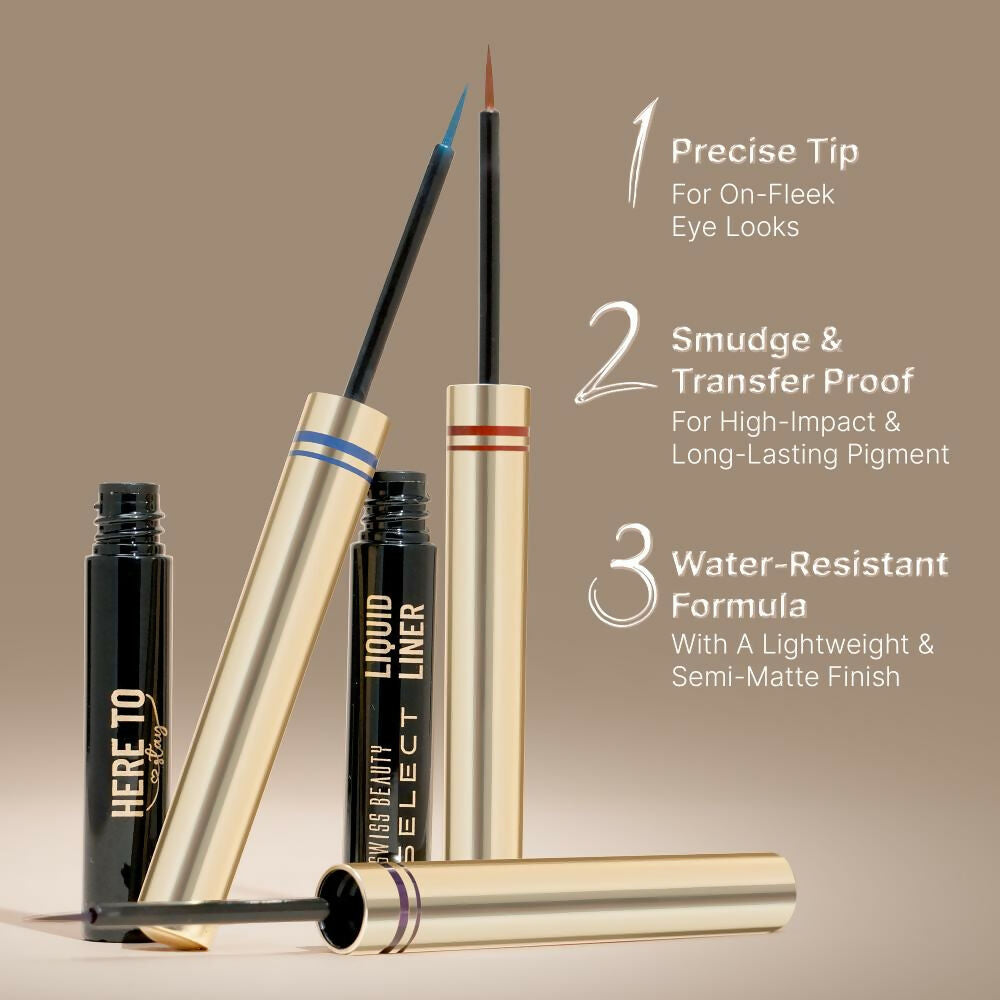 Swiss Beauty Select Here To Stay Liquid Liner, 3-Mood Brown | Swadesiicart