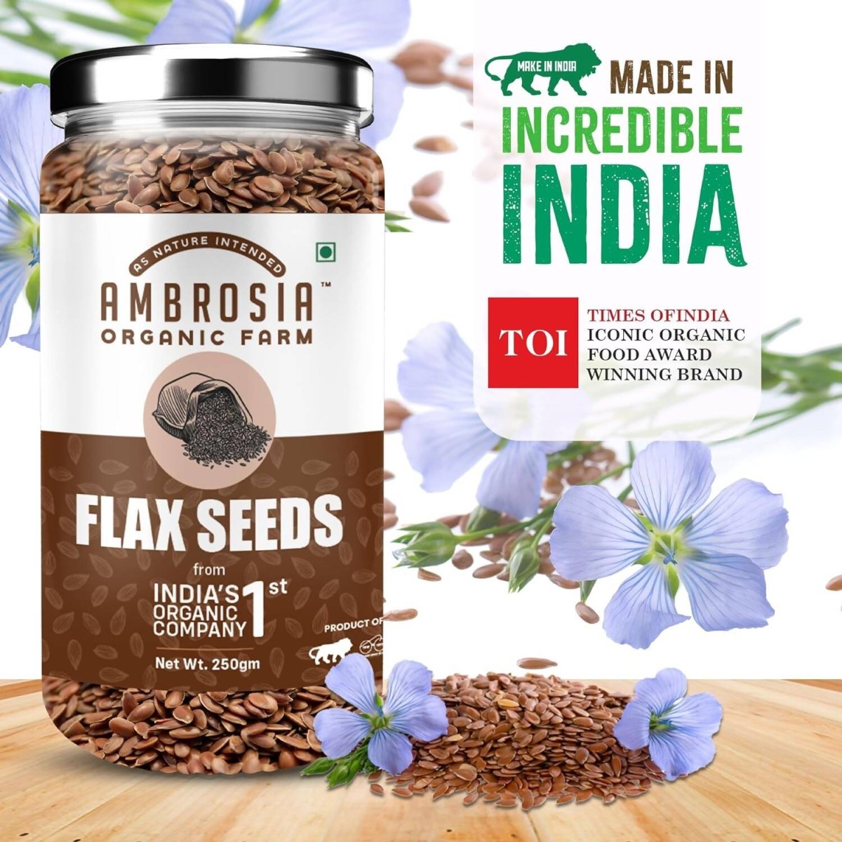 Ambrosia Organic Farm Flax Seeds | Swadesiicart