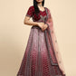 Maroon Fancy Net Sequence Embroidered Lehenga Choli with Dupatta - Dhara | Swadesiicart