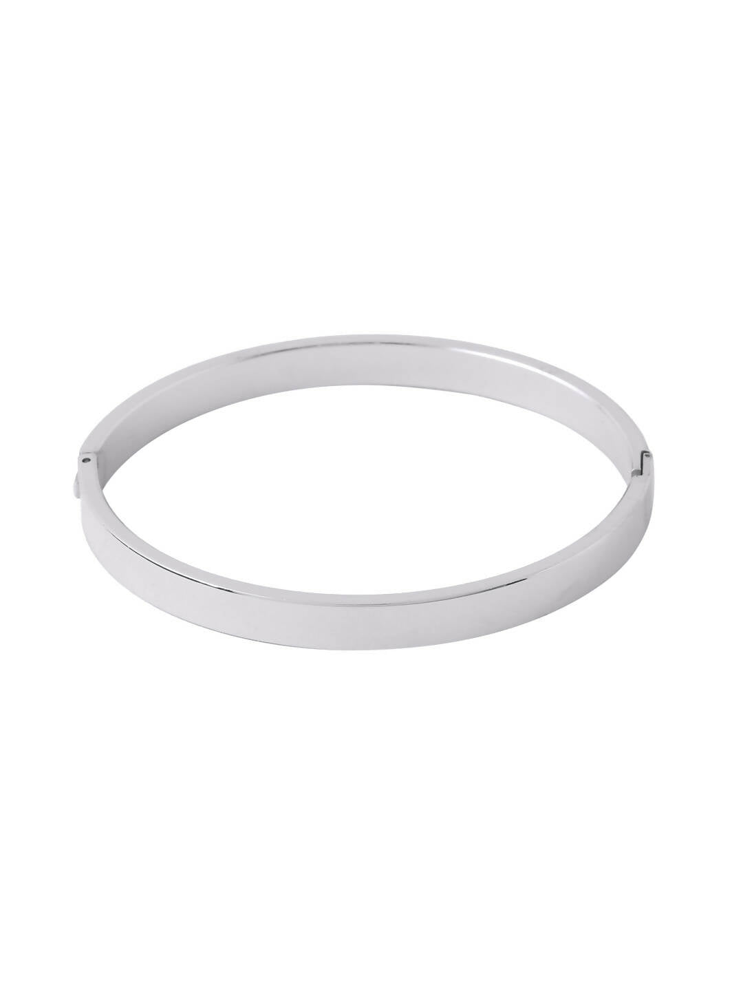 NVR Men's Silver Metal Interlock Kada Bracelet - Swadesiicart