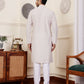 Off White Viscose Chikankari Embroidery Work Men's Rajwadi Kurta Set - Mahotsav | Swadesiicart