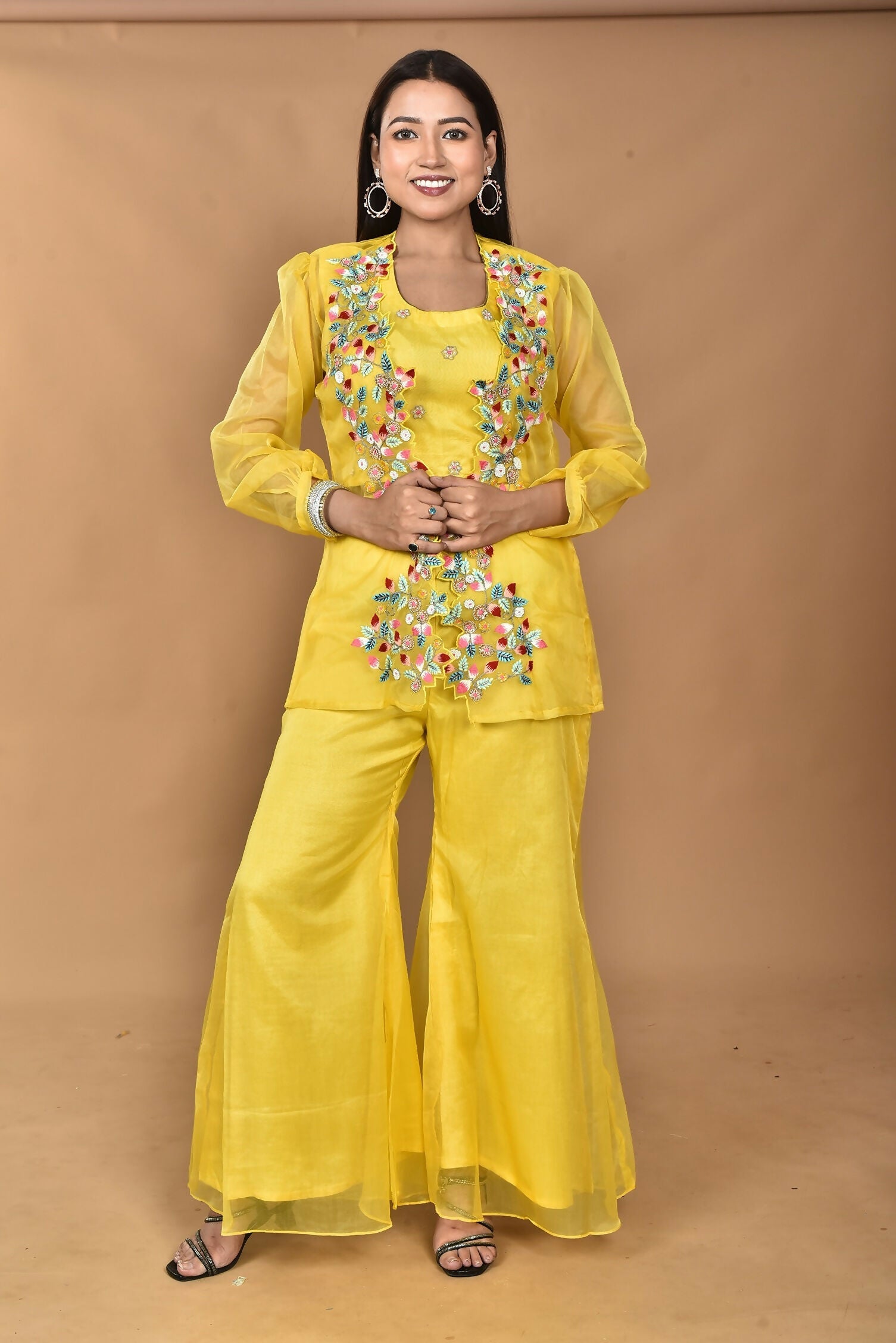 Morchari Women Hand Embroidery Crop Top-Yellow - Swadesiicart