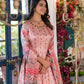 Partywear Designe rPeach Dola Silk Anarkali suit with Dupatta - Samyukta - Swadesiicart