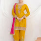 Anaita Mustard Chinon Readymade Suit with Embroidery Coding & Sequence Work