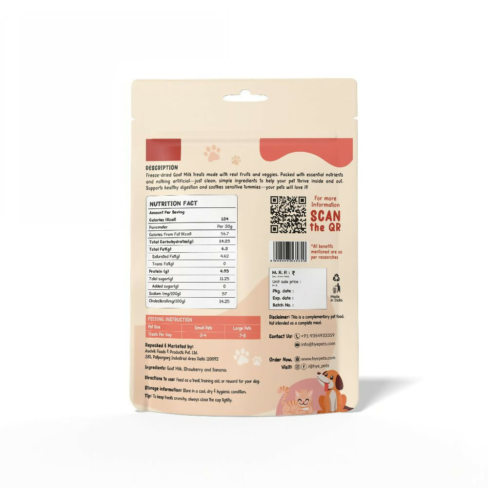 Hye Pets Super Treats For Super Pets – Freeze Dried Treats Made With Goat Milk, Strawberry & Banana - Swadesiicart