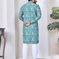 Anaita Blue Digital Printed Work Cotton Straight Kurta