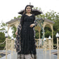 Aayaa Designer Embroidery Zari Sequins-Work Faux Blooming Georgette Suit - Black