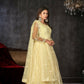 Jyoti Fashion Women's Cream Net Embroidered Anarkali Kurta Pant Set With Dupatta | Swadesiicart