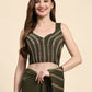 Green Polyester Solid Ready to Wear Saree with stitched Blouse - Nita | Swadesiicart
