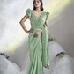 Sea Green Two Tone Satin Silk Designer Ready to wear saree with stithced Blouse - Mohmanthan Aura | Swadesiicart