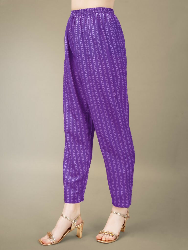 Jyoti Fashion Women's Purple Rayon Embroidery & Sequence work Kurta with Trouser & Dupatta | Swadesiicart