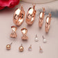 NVR Women's Set of 6 Rose Gold-Polished Contemporary Hoop Earrings | Swadesiicart