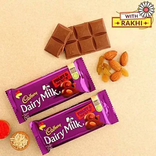 Authentic Design Ganesha Rakhi & Fruit N Nut Chocolates