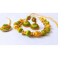 Green and Gold Silk Threaded Necklace Set with Earrings and Maang Tika - Madhu Collections