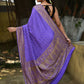 Joban Fashion Lavender Crepe Chiffon Pure Handloom Banarasi Silk Saree | Swadesiicart