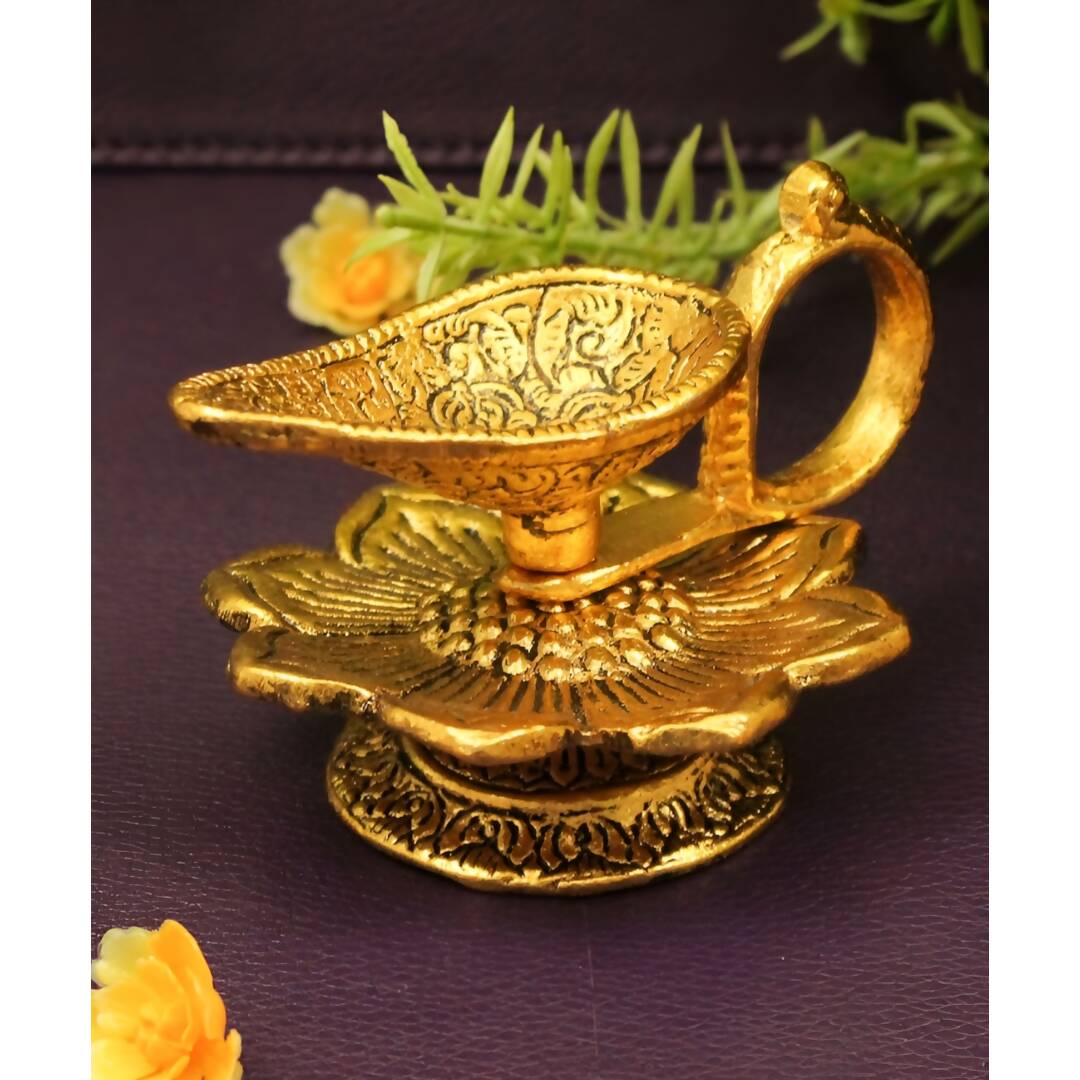 Spillbox Gold-Toned Brass Aishwarya Diya Pooja Essential | Swadesiicart
