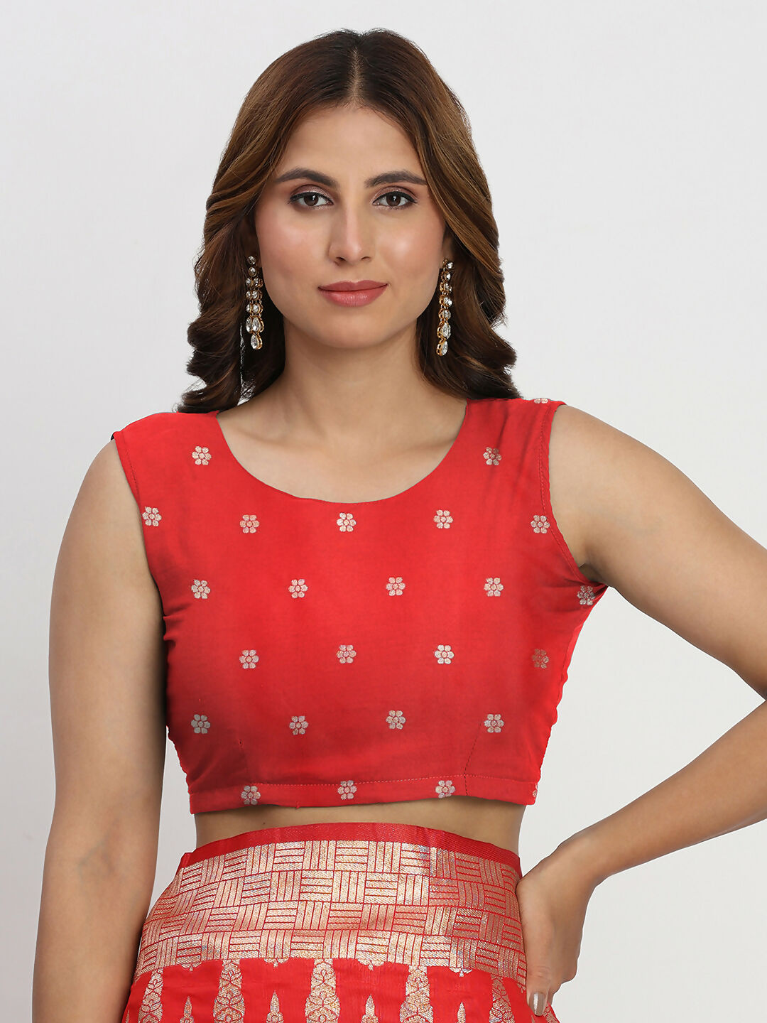 Astita Banarasi Silk Red Saree | Swadesiicart