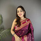 Joban Fashion Maroon Banarasi Soft Silk Woven Saree | Swadesiicart